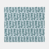 Salty Life Coastal Lover - Teal Blue Graphic Print フリースブランケット (正面(横))