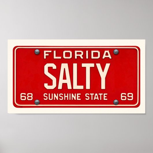 Salty Life | Coastal Retro Florida License Plate ポスター (正面)