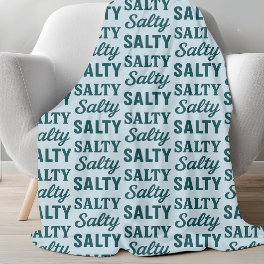 Salty Life | Coastal Teal Blue Graphic Beach Decor フリースブランケット