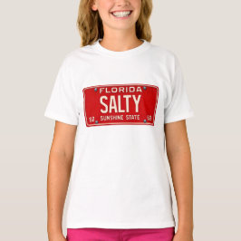 Salty Life Retro Florida License Plate Girls Surf Tシャツ