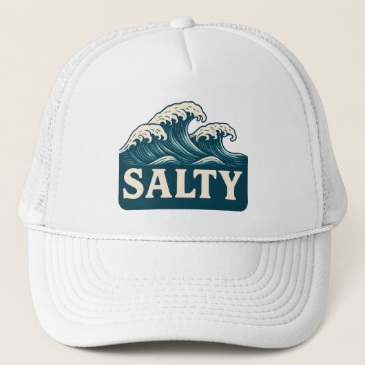 Salty Life Teal Blue Surf Beach Waves Graphic  キャップ (正面)