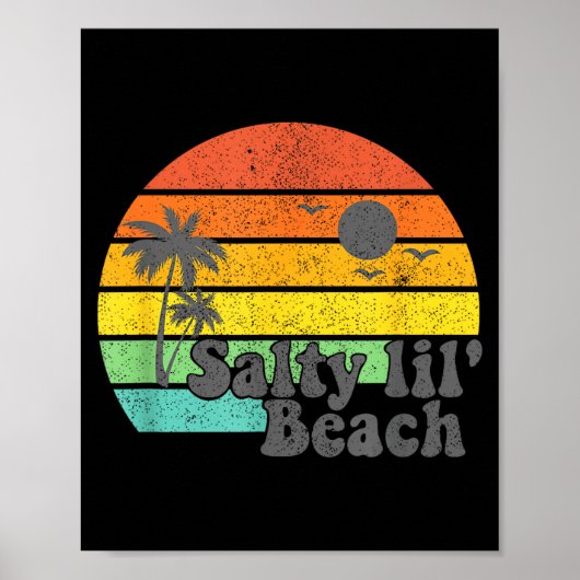 Salty Lil Beach Retro Vacation Funny Summer Quote  ポスター (正面)