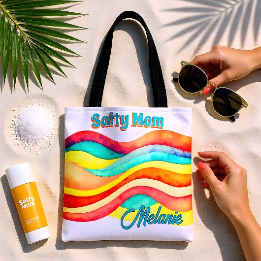 Salty Mom Beach Summer Style トートバッグ
