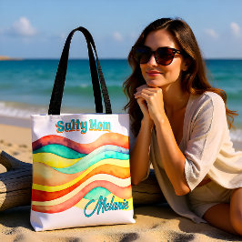 Salty Mom Beach Summer Style トートバッグ
