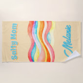 Salty Mom Coastal Summer Vibes ビーチタオル (正面)