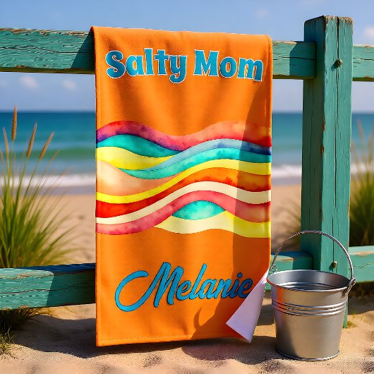 Salty Mom Coastal Summer Vibes ビーチタオル