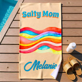 Salty Mom Coastal Summer Vibes ビーチタオル