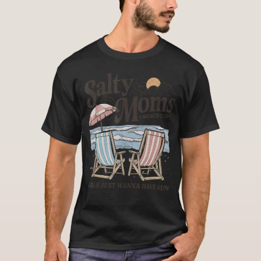 Salty Moms Beach Club おてんば娘たちも楽しく遊びたい Tシャツ (正面)
