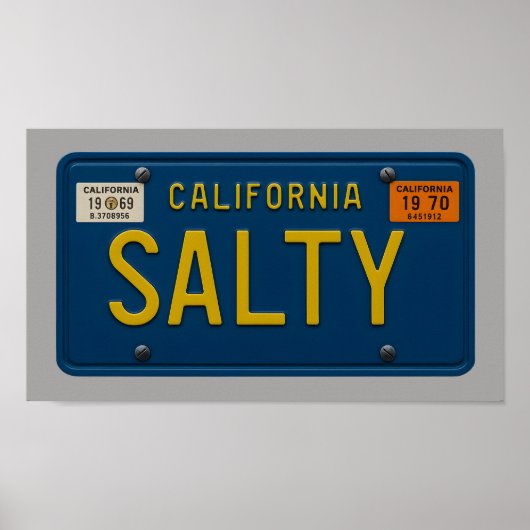 Salty - Retro 1969 California License Plate Art ポスター (正面)