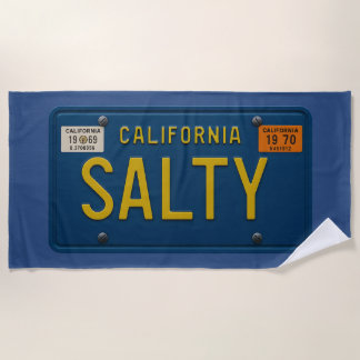 Salty Retro 1969 California Surfer License Plate ビーチタオル