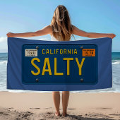 Salty Retro 69 California License Plate | Surfer ビーチタオル