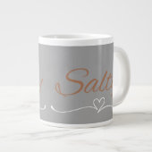 Salty Script with Heart Flourish, Birthday Gift  ジャンボコーヒーマグカップ (正面右)