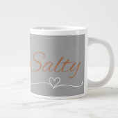 Salty Script with Heart Flourish, Birthday Gift  ジャンボコーヒーマグカップ (右)