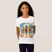 Salty Sisterhood Trio Girls Beach Walk Surfer Tシャツ (正面フル)
