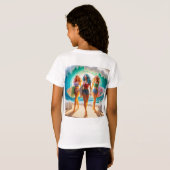 Salty Sisterhood Trio Girls Beach Walk Surfer Tシャツ (裏面フル)