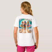 Salty Sisterhood Trio Girls Beach Walk Surfer Tシャツ (裏面フル)