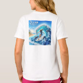 Salty Sisterhood Trio Girls Beach Walk Surfer Tシャツ (裏面)