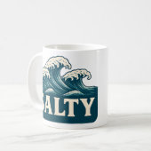 Salty Teal Blue Surf Beach Waves Nautical Coastal コーヒーマグカップ (正面左)