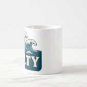 Salty Teal Blue Surf Beach Waves Nautical Coastal コーヒーマグカップ (中央)