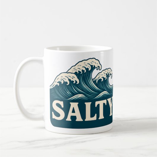 Salty Teal Blue Surf Beach Waves Nautical Coastal コーヒーマグカップ (左)