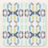Salty Watercolor Pastel Colors On Cloud White スクエアペーパーコースター (正面)