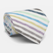 Salty Watercolor Pastel Stripes On Cloud White     ネクタイ (ロール)