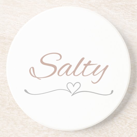 Salty with Heart Flourish, Gift for Her Birthday コースター (正面)