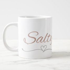 Salty with Heart Flourish, Gift for Her Birthday ジャンボコーヒーマグカップ