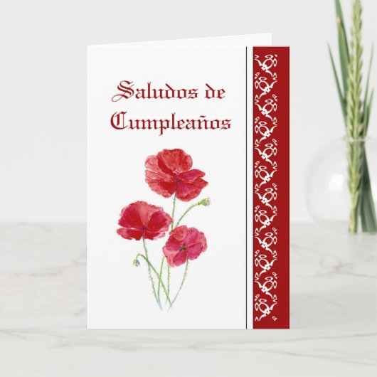 Saludos de Cumpleanoss   Red PoppiesGardenの花 カード (正面)