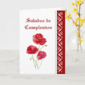 Saludos de Cumpleanoss   Red PoppiesGardenの花 カード (黄色い花)