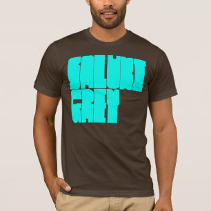 Salukiの灰色の青緑色のゴシック体 Tシャツ