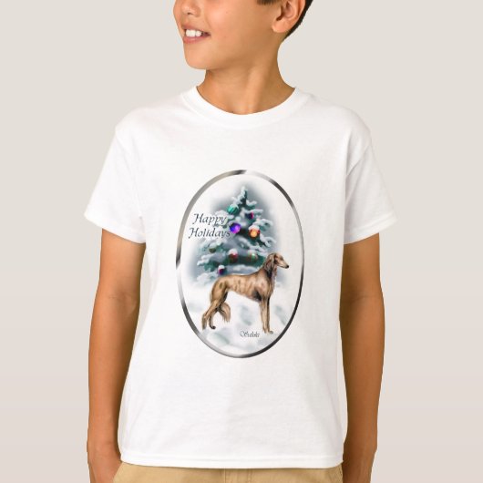 Salukiクリスマスプレゼント Tシャツ (正面)