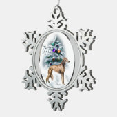 Salukiクリスマス スノーフレークピューターオーナメント (右)