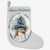 Salukiクリスマス スモールクリスマスストッキング (正面)