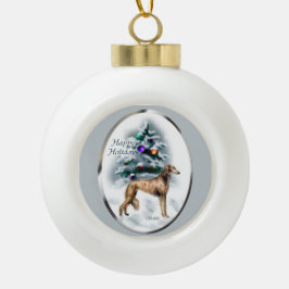 Salukiクリスマス セラミックボールオーナメント