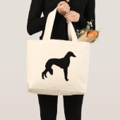 Saluki犬のトートとバッグ ラージトートバッグ (正面(商品))