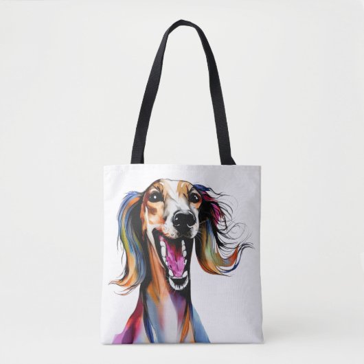 Saluki カラフル – かわいい犬の芸術 トートバッグ (正面)
