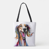 Saluki カラフル – かわいい犬の芸術 トートバッグ (裏面)