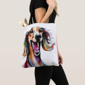 Saluki カラフル – かわいい犬の芸術 トートバッグ (クローズアップ)