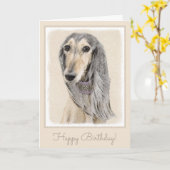 Saluki (子鹿)の絵画-かわいい元の犬の芸術 カード (黄色い花)