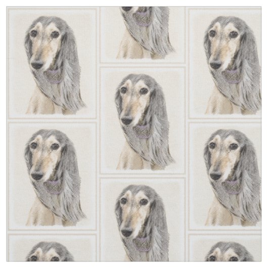 Saluki (子鹿)の絵画-かわいい元の犬の芸術 ファブリック (見本)