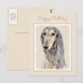 Saluki (子鹿)の絵画-かわいい元の犬の芸術 ポストカード (正面/裏面)