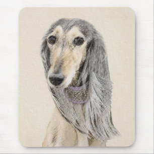 Saluki (子鹿)の絵画-かわいい元の犬の芸術 マウスパッド