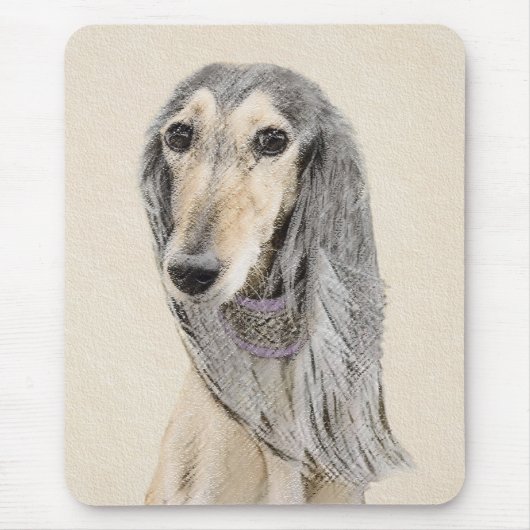 Saluki (子鹿)の絵画-かわいい元の犬の芸術 マウスパッド (正面)