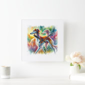 Saluki Dog 090724AREF103 - Watercolor スクエア壁時計 (ホーム)