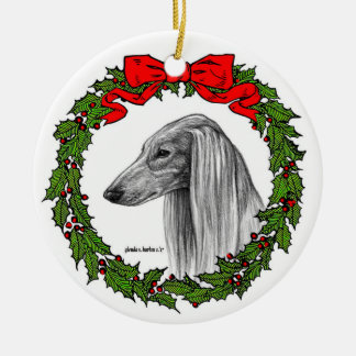Saluki Dog Art by Glenda S. Harlan セラミックオーナメント