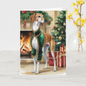 Saluki Dog Christmas Greeting Card カード (黄色い花)