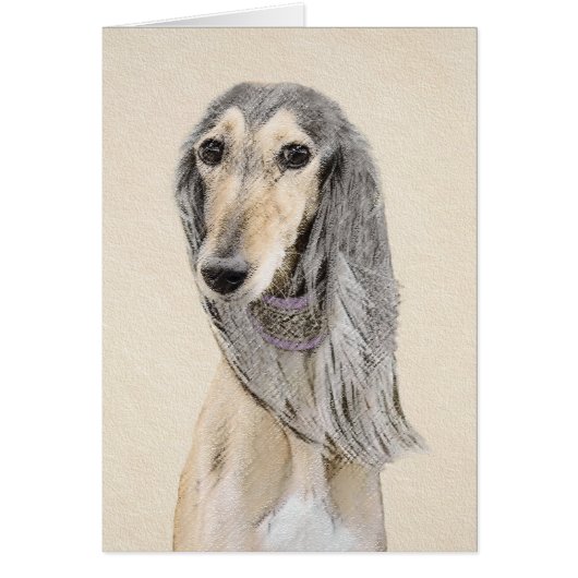 Saluki (Fawn) 絵画's – かわいいオリジナルドッグアート (正面)