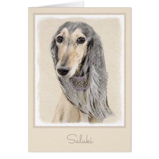 Saluki (Fawn) 絵画's – かわいいオリジナルドッグアート (正面)