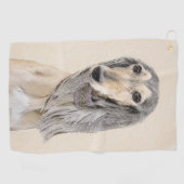 Saluki (Fawn) 絵画's – かわいいオリジナルドッグアート ゴルフタオル (横)